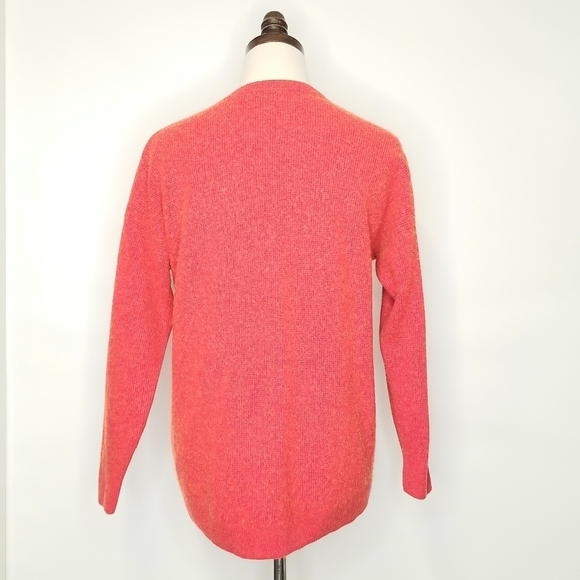 Madewell Women's Red Orange Wool Alpaca Blend Longsleeve V-neck Hi-Lo Sweater, S - Picture 2 of 10